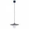 Lampa wisząca ceramika Bolesławiec granatowy płaski talerz w kropki ręcznie zdobiona designerska wyjątkowa BOLL 8950 Argon x Manufaktura w Bolesławcu 